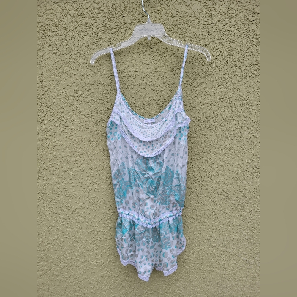 NWT Poupette St Barth Short Silk Jolie Jumpsuit Romper in White Grey Banana